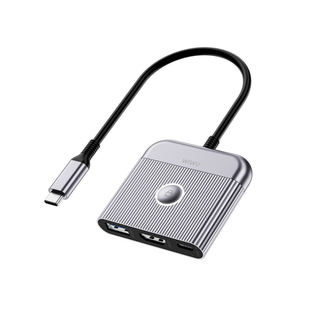 Wiwu WI-HB002 Travelling 3 In 1 USB-C Hub Grey