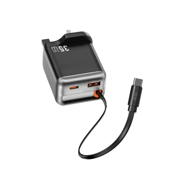 Wiwu WI-G029 Helix 35w PD+QC Gan Fast Charger Black