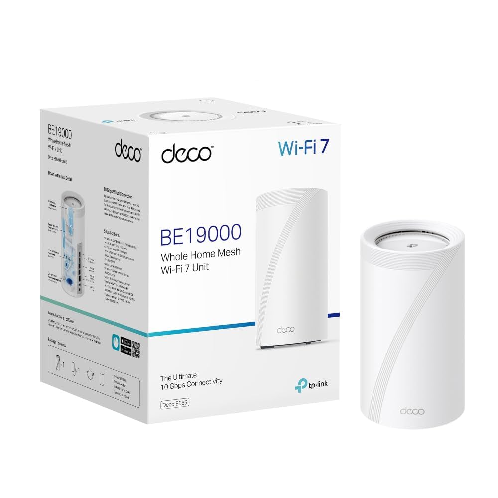 TP-Link Deco BE85 Wi-Fi 7 Mesh WLAN, BE19000 Tri-Band Router (1-pack)