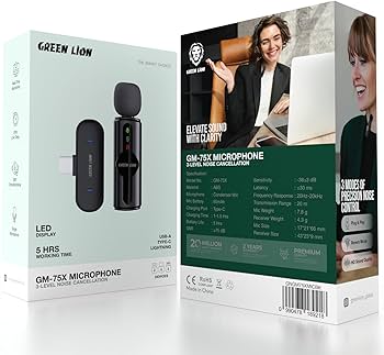 Green Lion GM-75X 3-in-1 Wireless Microphone with 3-Level Noise Cancellation