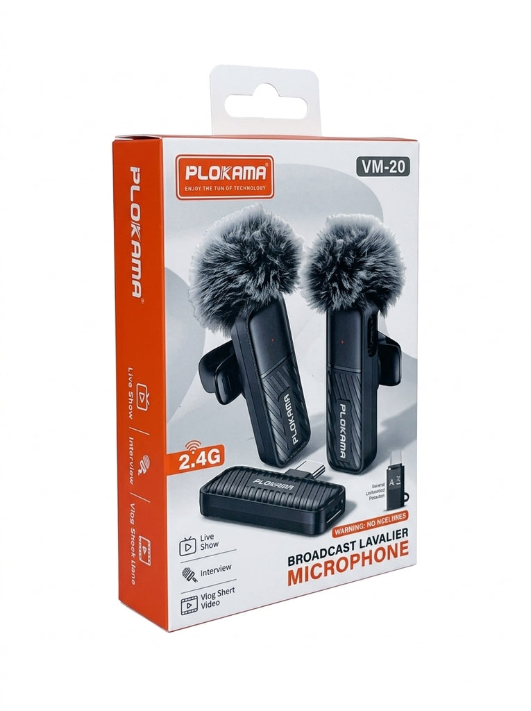 Plokama VM-20 Dual Wireless Lavalier Microphone (2-Mic Kit)