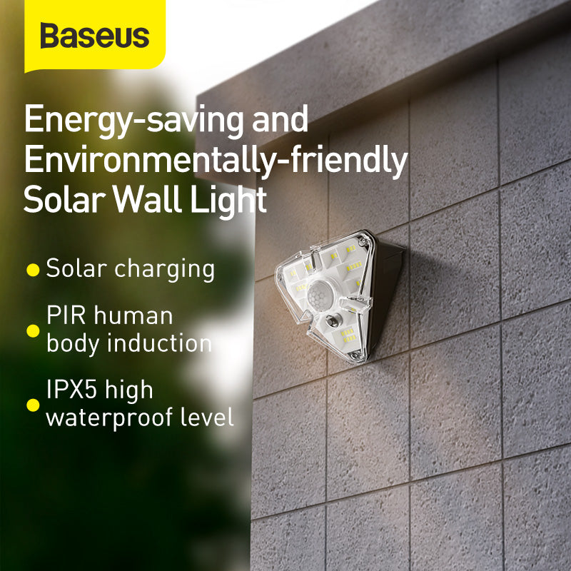 Baseus Energy Collection Series Solar Energy Human Body Induction Wall Lamp (Triangle Shape) - TECH SOURCE (PVT) LTD