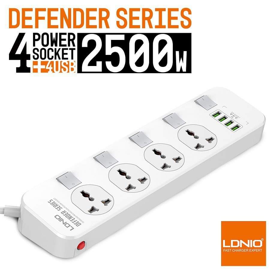LDNIO SC4408 Power Socket 2500W 4 USB Extension Power Cord - TECH SOURCE (PVT) LTD
